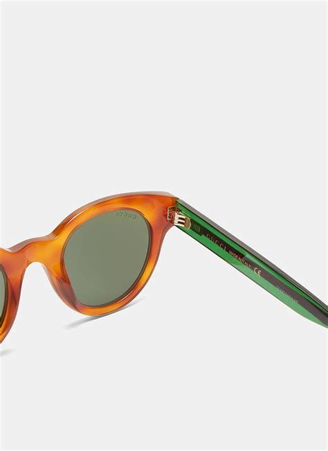 gucci sunglasses striped arm|gucci round sunglasses with letters.